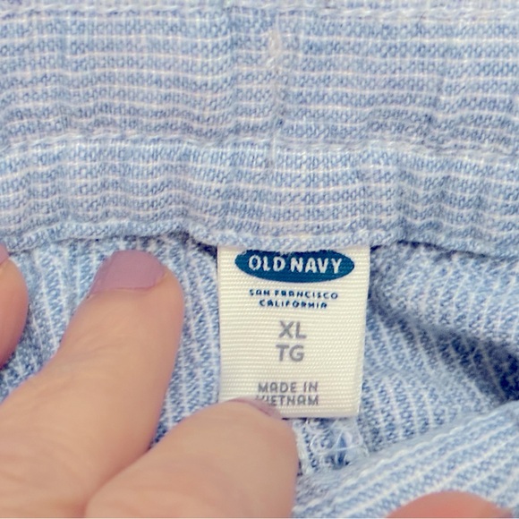 Old Navy Chambray Blue/White Striped Skirt, Drawstring Waist, Notched Hem, sx XL - Picture 6 of 8